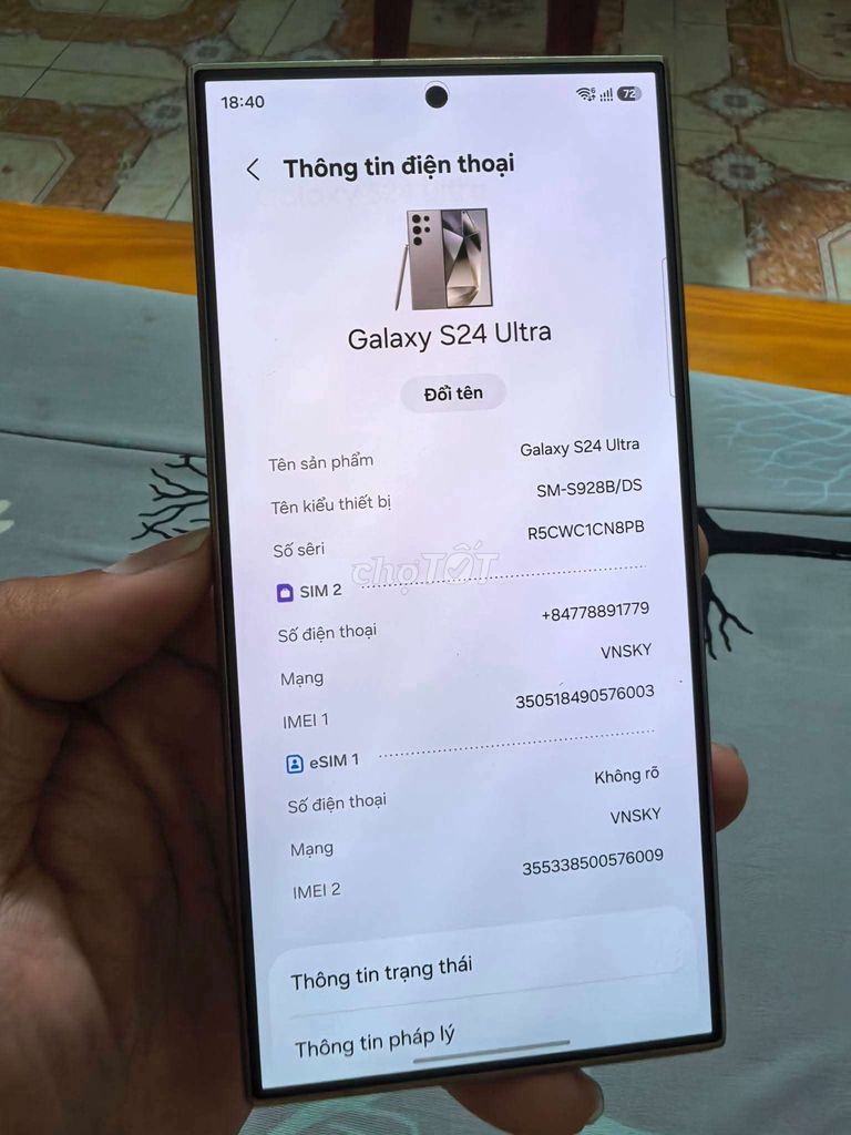 Samsung Galaxy S24 Ultra SSVN giao lưu. Mua bán Điện thoại tại Thành phố Biên Hòa Đồng Nai được đăng bởi Long Huynh hình 1