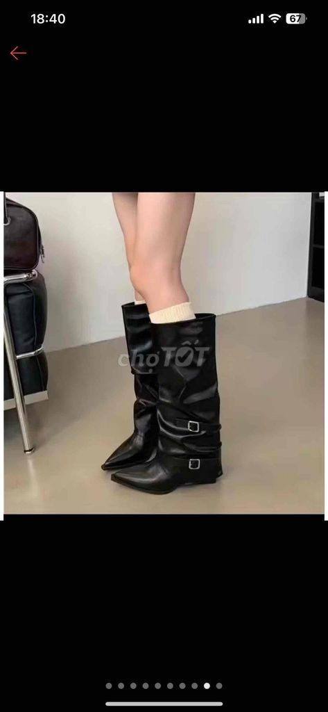 Giày boot nữ mũi nhọn Đen size 39. Mua bán Giày dép tại Thành phố Buôn Ma Thuột Đắk Lắk được đăng bởi Thiên Hoa hình 1
