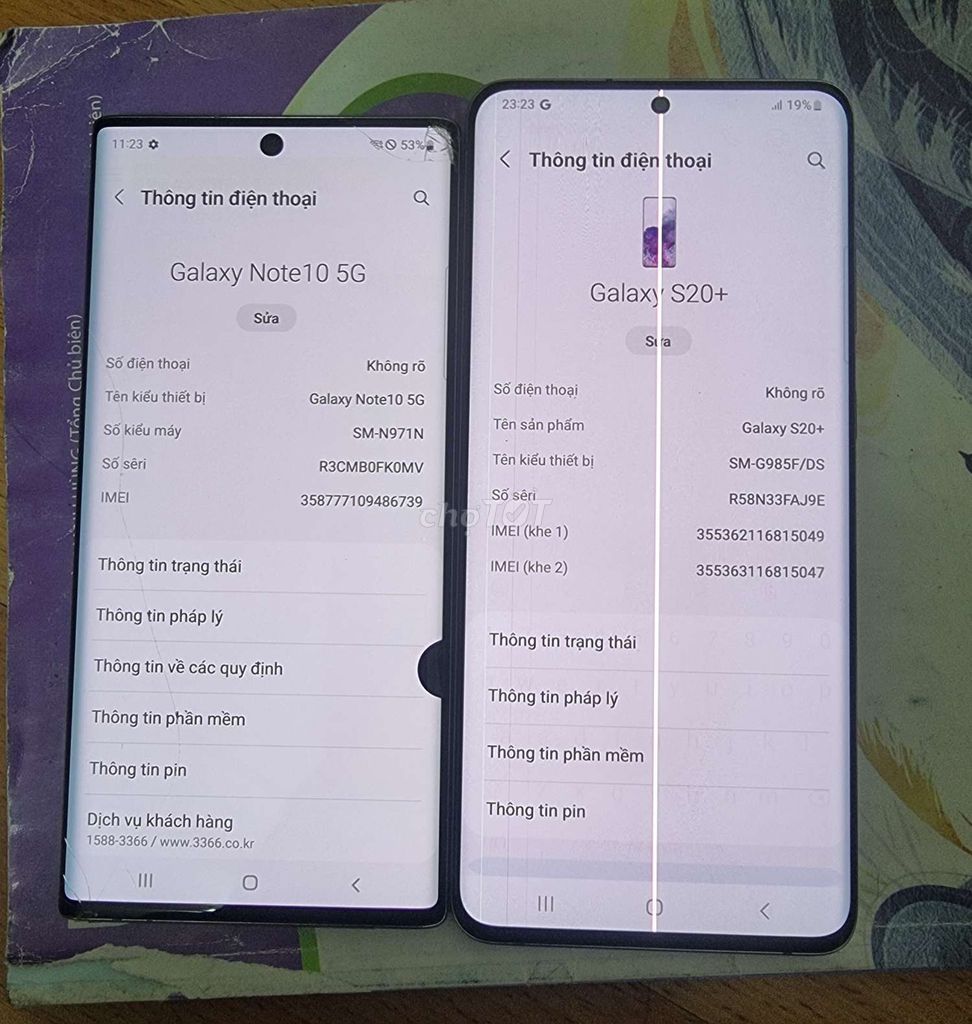 SS Note 10 5G Hàn và S20 plus Vn đốm kẻ