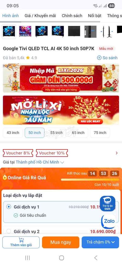Tivi TCL 50P7K. Mua bán Tivi, Âm thanh tại Quận Ninh Kiều Cần Thơ được đăng bởi Nguyễn Tuấn  hình 1