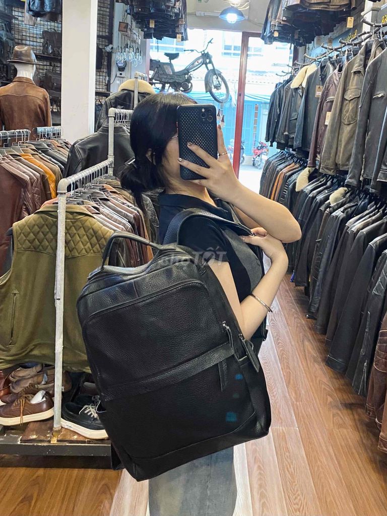 Balo Da bò thật Đen Unisex. Mua bán Túi xách tại Quận Hải Châu Đà Nẵng được đăng bởi Ngọc Hoà hình 1
