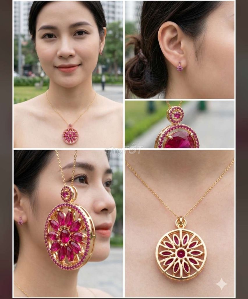 Dây chuyền Ruby sao Vàng, Hồng Nữ. Mua bán Phụ kiện thời trang khác tại Quận Hà Đông Hà Nội được đăng bởi BÉ KITTY TV hình 1