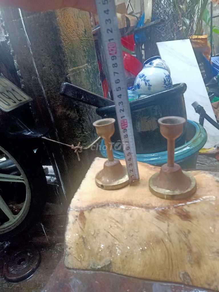 Chân đèn cầy Đồng Vàng đồng trang trí