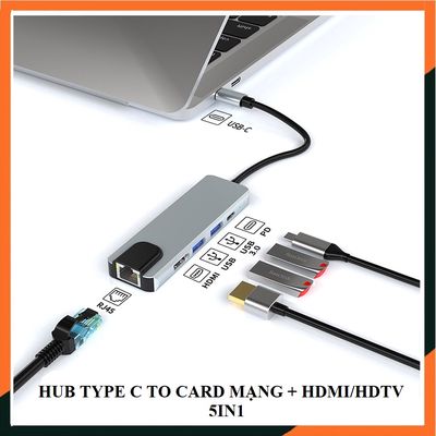 Hub Type C 5in1- Cổng chuyển đổi Type-C to HDMI