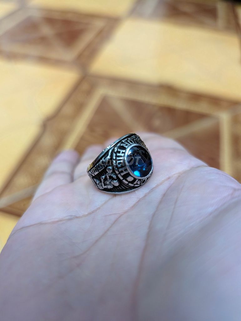 nhẫn mỹ to ngọc xanh dương size 20,5 hợp kim HJ