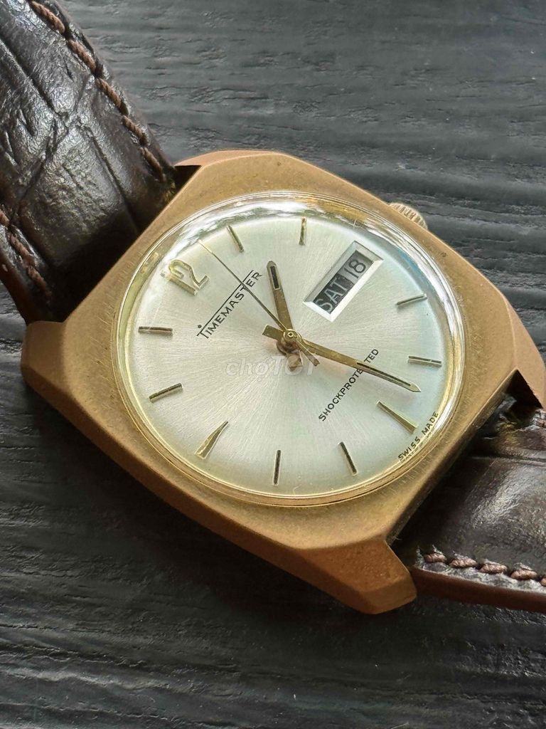 Đồng hồ Timemaster Cơ cót Thụy Sĩ dây da Vàng đồng. Mua bán Đồng hồ tại Quận 12 Tp Hồ Chí Minh được đăng bởi Tuấn Anh  hình 1