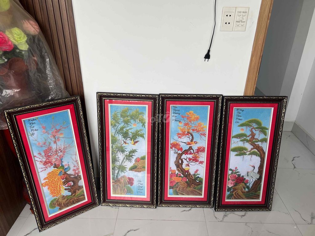 tranh thêu đóng khung. Mua bán Cây cảnh, đồ trang trí tại Thành phố Thuận An Bình Dương được đăng bởi ko xài thì bán hình 1