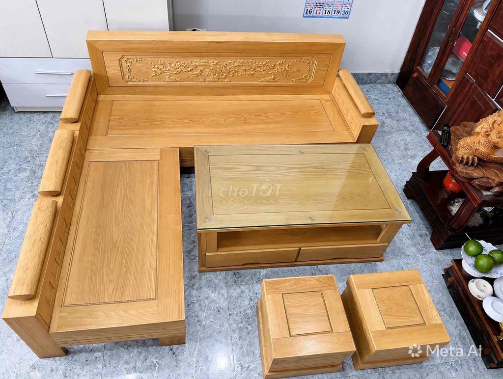Bộ bàn ghế sofa Gỗ Góc L Vàng gỗ đã sử dụng. Mua bán Bàn ghế tại Quận Liên Chiểu Đà Nẵng được đăng bởi hoàng vỹ hình 1