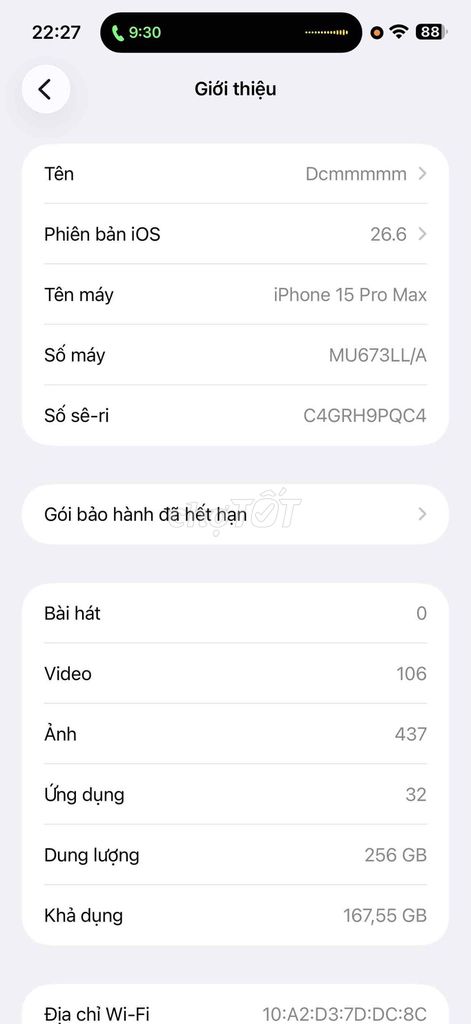 Apple iPhone 15 Pro Max 256GB Đã qua sử dụng. Mua bán Điện thoại tại Quận Bắc Từ Liêm Hà Nội được đăng bởi Vũ Long hình 1