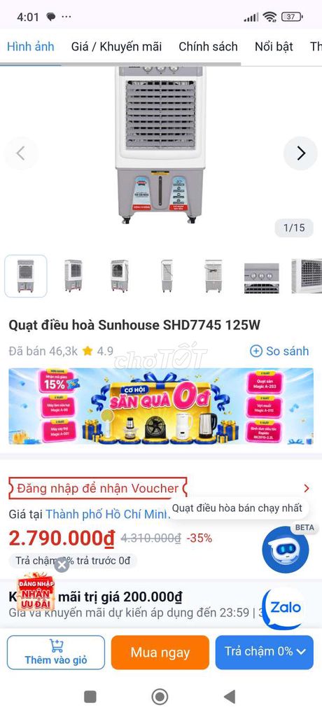 Quạt điều hòa Sunhouse SHD7745 Xám trắng. Mua bán Quạt tại Huyện Châu Thành Đồng Tháp được đăng bởi Phạm lê minh trí hình 1