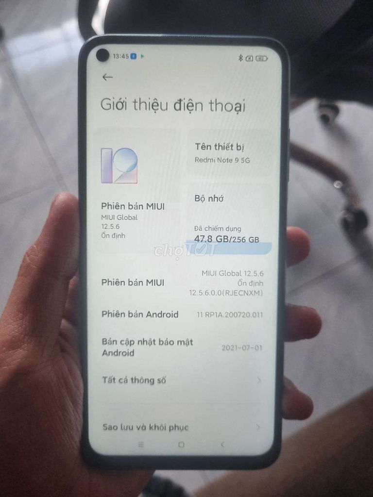 Xiaomi Redmi Note 9 5G 6GB/256GB Xanh ngọc. Mua bán Điện thoại tại Quận Ninh Kiều Cần Thơ được đăng bởi Quốc Khang hình 1