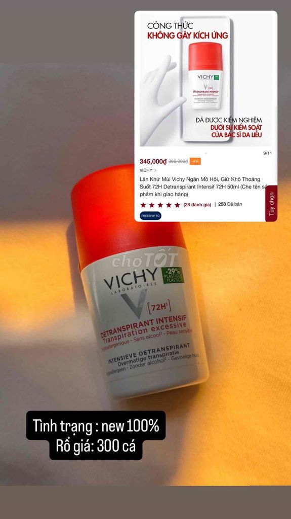 Lăn khử mùi Vichy Detranspirant Intensif. Mua bán Nước hoa tại Quận 12 Tp Hồ Chí Minh được đăng bởi Nguyễn Trần Hữu Trangg hình 1