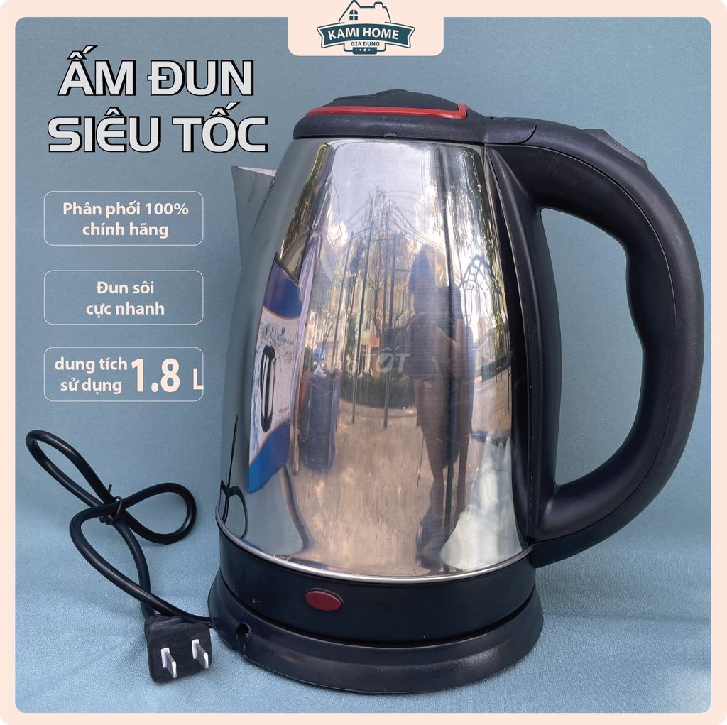 Ấm đun nước siêu tốc 1,8 lít inox cao cấp siêu nha