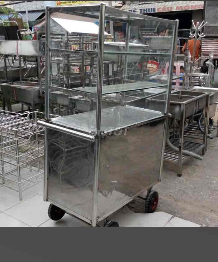 Xe cơm bánh mì inox ngang 80cm