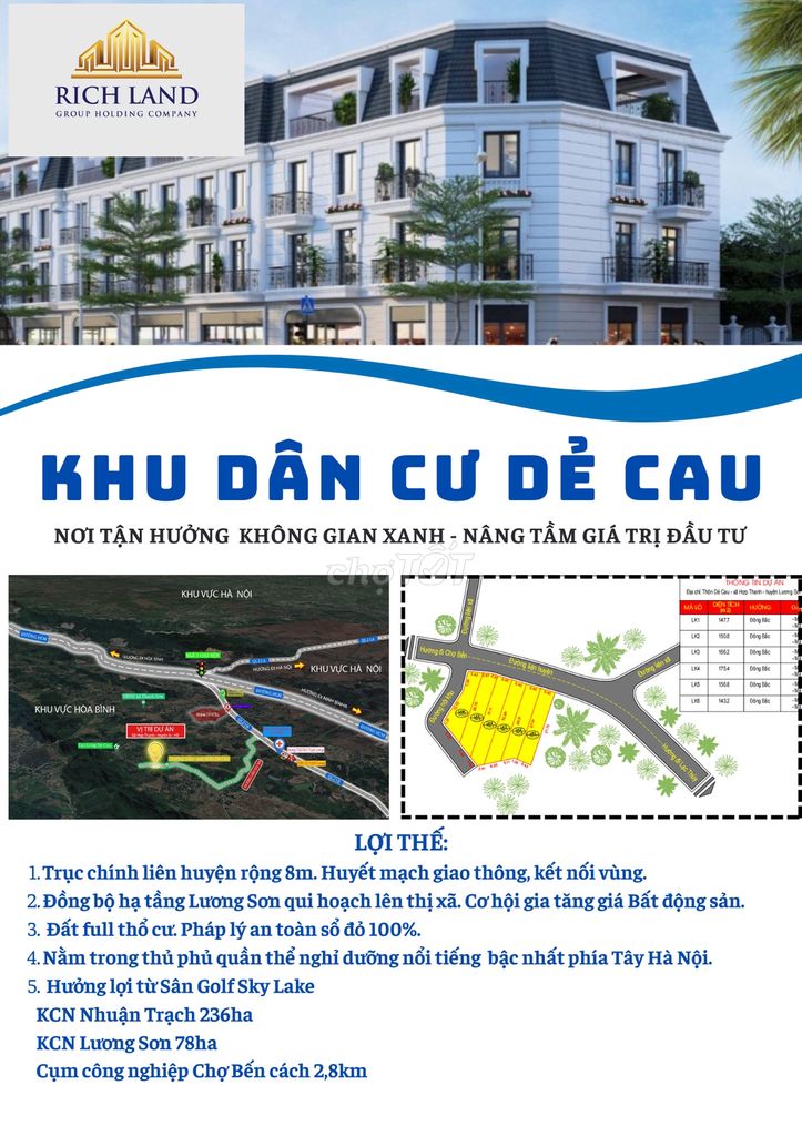Bán đất nền khu Dẻ Cau, Lương Sơn, Hoà Bình, 151m, hơn 400tr