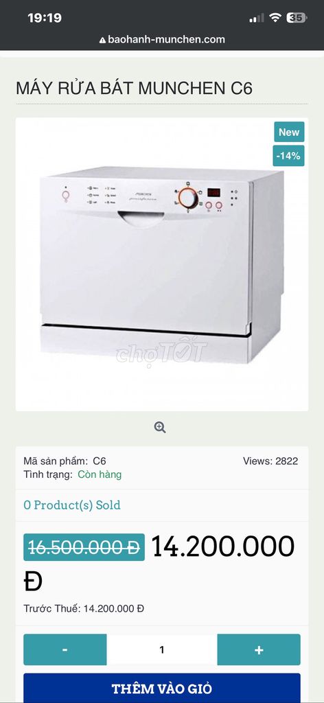 Máy rửa bát Munchen C6 Trắng. Mua bán Bếp, lò, đồ điện nhà bếp tại Quận Hoàng Mai Hà Nội được đăng bởi Hoài Nguyễn hình 1