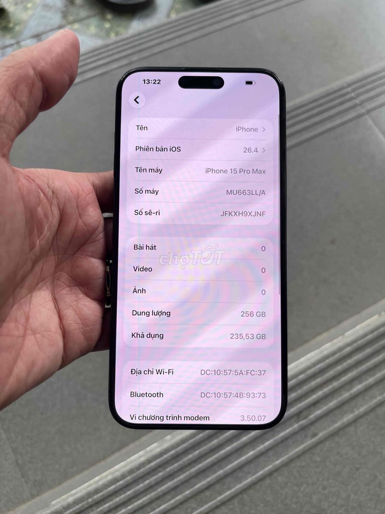 iPhone 15 Pro Max 256GB Xám - Quốc Tế. Mua bán Điện thoại tại Thành phố Bến Tre Bến Tre được đăng bởi Dươngh hình 1