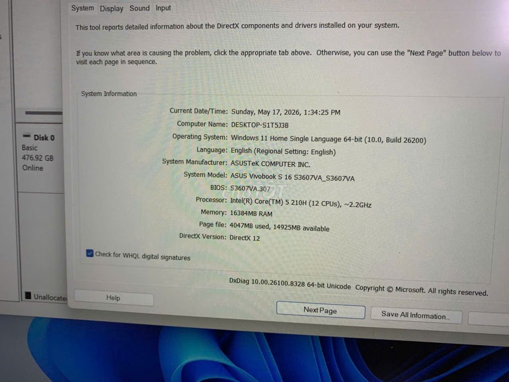 Asus S3607VA Core 5 210H /|16GB/ 512GB/ 16"F/144Hz. Mua bán Laptop tại Quận Gò Vấp Tp Hồ Chí Minh được đăng bởi LT  hình 1