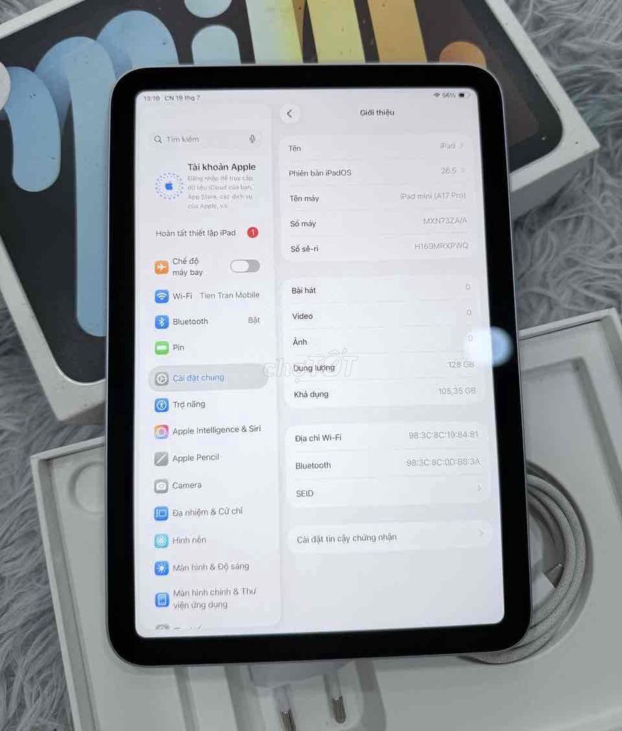 iPad Mini 7 128GB Xanh pin 100 sạc 56L Bh 3/2027. Mua bán Máy tính bảng tại Quận 5 Tp Hồ Chí Minh được đăng bởi Phan Thế Phong  hình 1