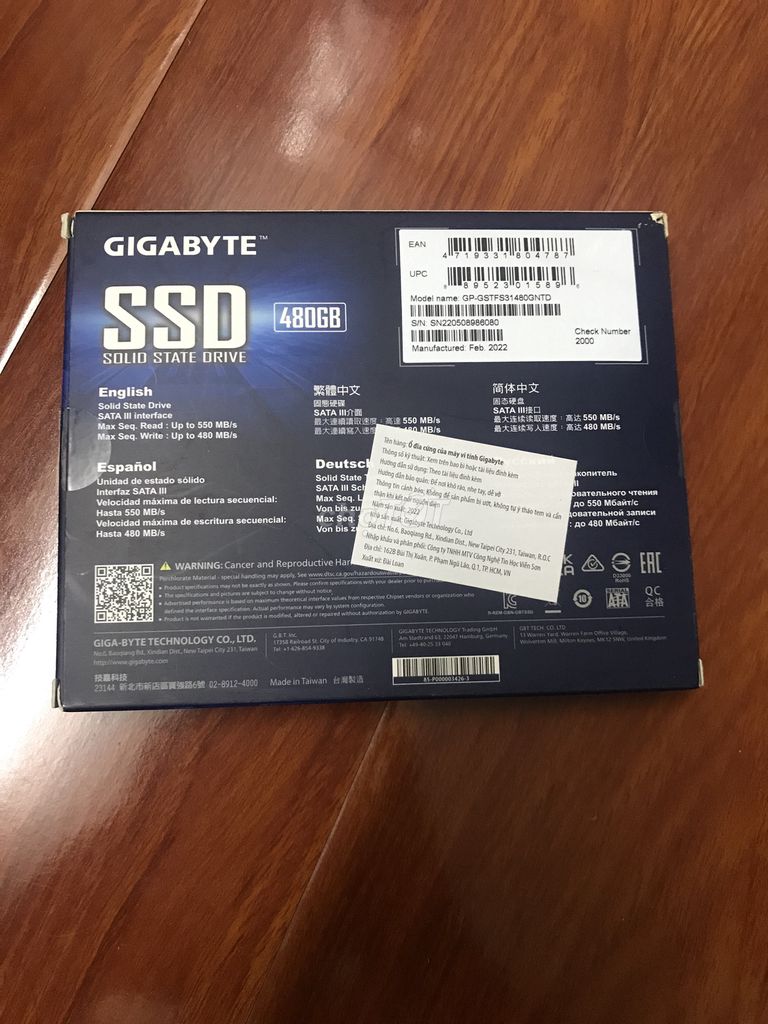 Ổ cứng SSD 120 256 480G GIGABYTE Mới 100% BH 3 năm