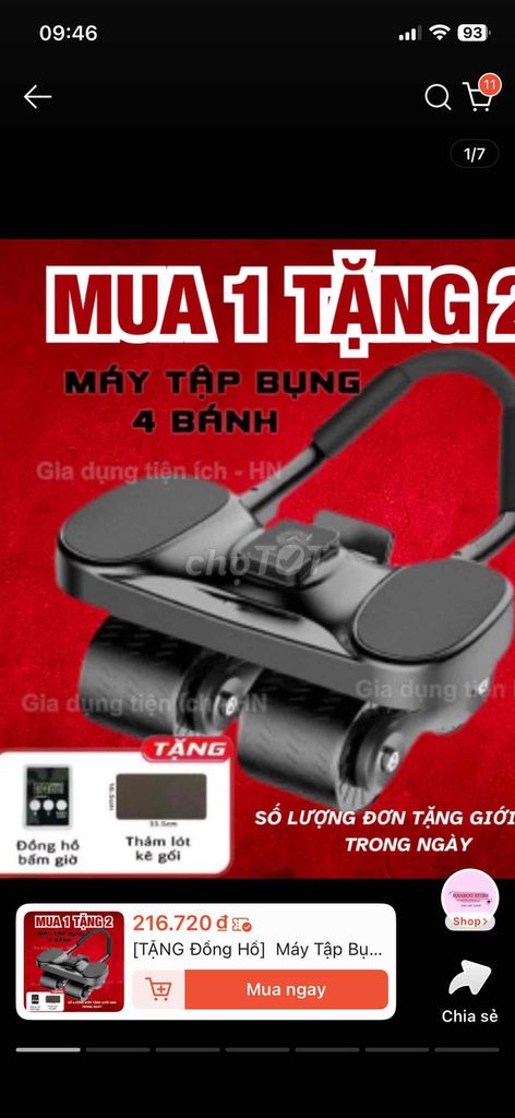 Máy tập bụng Đen 4 bánh tặng kèm đồng hồ. Mua bán Đồ thể thao, Dã ngoại tại Quận Hải An Hải Phòng được đăng bởi văn hoàng mobile hình 1