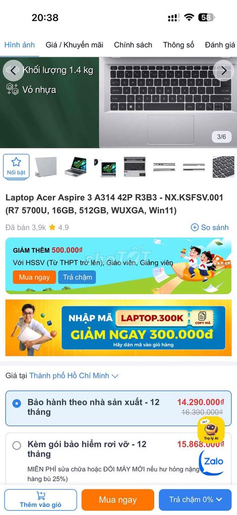 Laptop acer. Mua bán Laptop tại Quận Cái Răng Cần Thơ được đăng bởi Lương Phương Vi hình 1