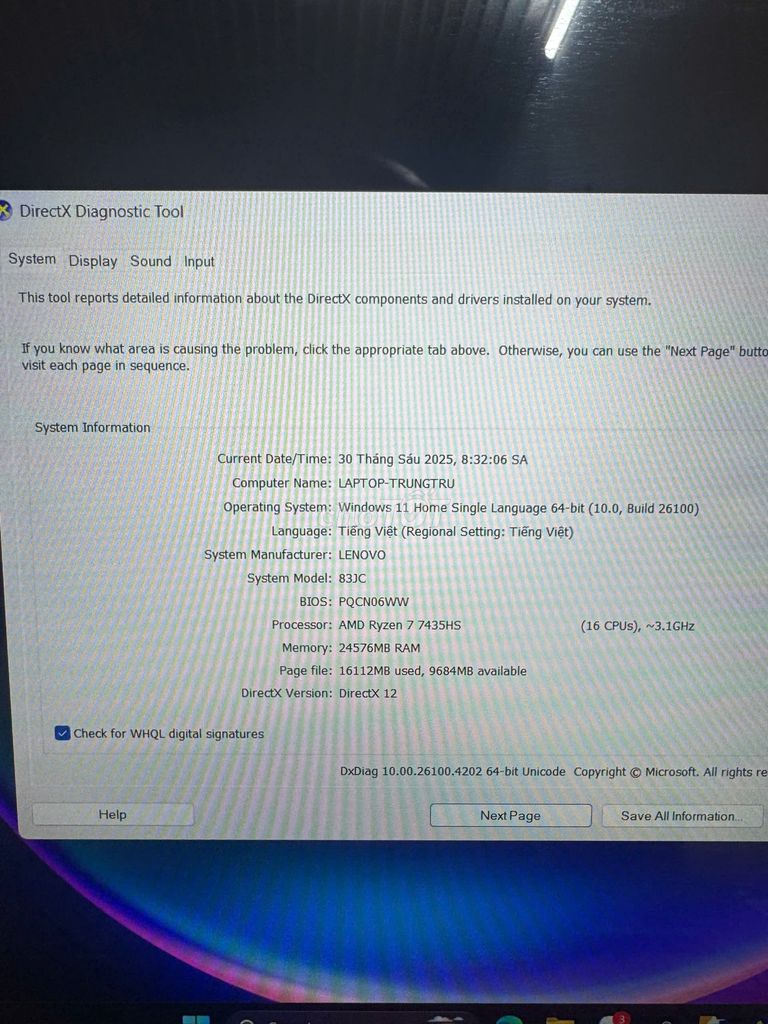 BÁN LAPTOP LENOVO R7 4060 8GB R24 GB. Mua bán Laptop tại Thành phố Đà Lạt Lâm Đồng được đăng bởi Trung Truong hình 2