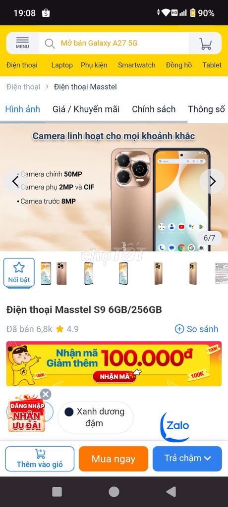 Masstel S9 6GB 256GB Xanh dương đậm. Mua bán Điện thoại tại Huyện Nhà Bè Tp Hồ Chí Minh được đăng bởi Hoàng Nam hình 1