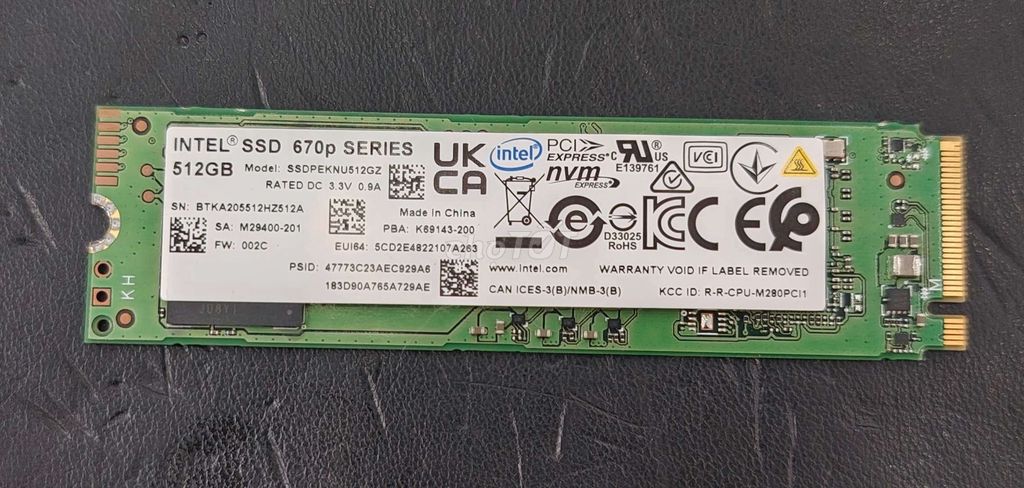 Ổ cứng SSD Nvme Intel 512GB 93%. Mua bán Linh kiện (RAM, Card...) tại Thành phố Vũng Tàu Bà Rịa - Vũng Tàu được đăng bởi Huy hình 1