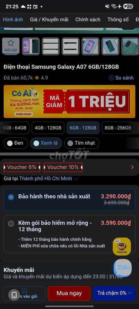 Samsung Galaxy A07 128GB Xanh lá. Mua bán Điện thoại tại Thành phố Huế Thừa Thiên Huế được đăng bởi Nguyễn Thị Thanh Thanh hình 1