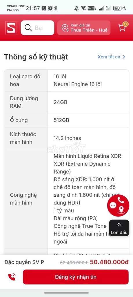 Apple MacBook Pro 14 inch M4 Pro 24GB/512GB. Mua bán Laptop tại Quận 10 Tp Hồ Chí Minh được đăng bởi Nhã Nguyễn hình 1