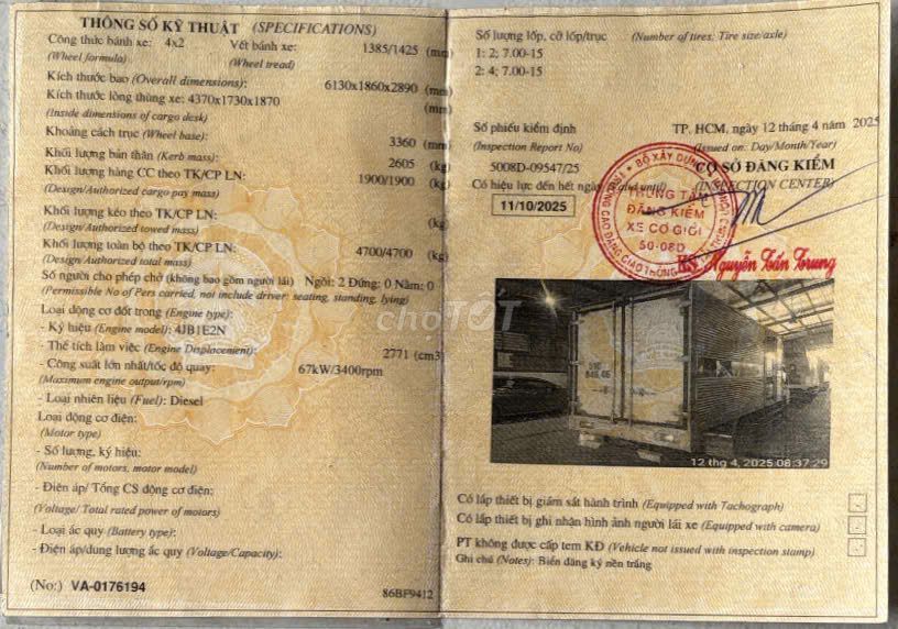 CẦN BÁN XE TẢI ISUZU 1Tấn 9 Đời 2016  280 Triệu. Mua bán Xe tải, xe ben tại Huyện Hóc Môn Tp Hồ Chí Minh được đăng bởi Nguyễn Thị Linh hình 6