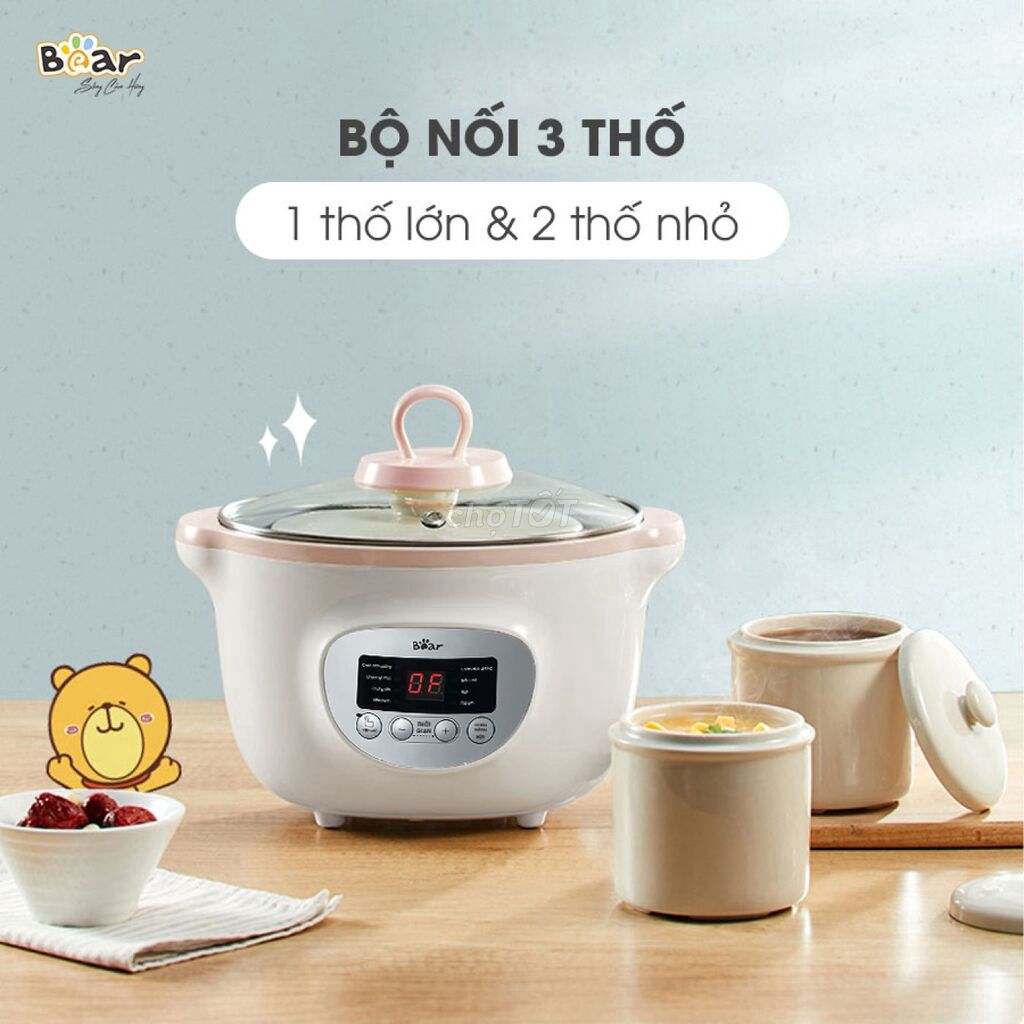 Nồi Nấu Chậm 1,6L Bear Chính Hãng Đa Năng Nấu Chá