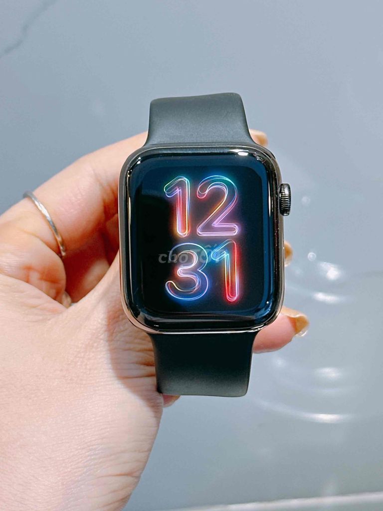 apple watch s6-44mm thép đen pin 100% full pk zin