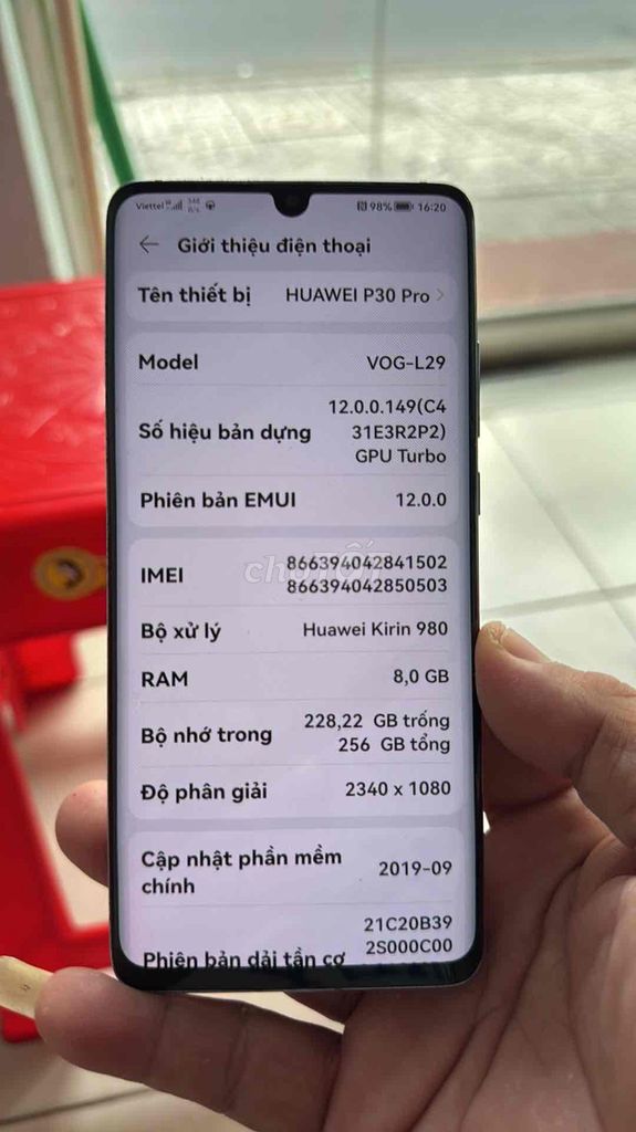 Huawei P30 Pro 256GB Đa sắc. Mua bán Điện thoại tại Quận Tân Bình Tp Hồ Chí Minh được đăng bởi Pham Đinh Hoang hình 1