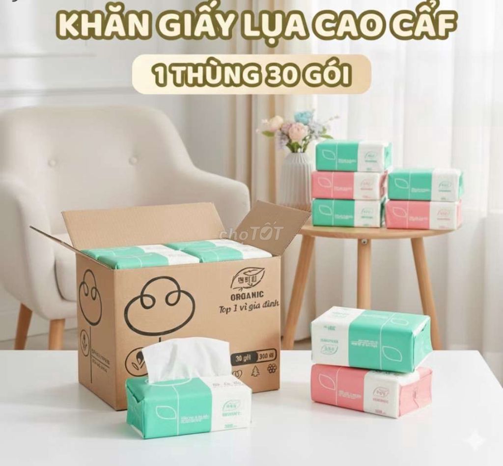 Khăn giấy lụa Organic. Mua bán Thiết bị vệ sinh, nhà tắm tại Thành phố Vĩnh Long Vĩnh Long được đăng bởi Nguyên Bảo hình 1