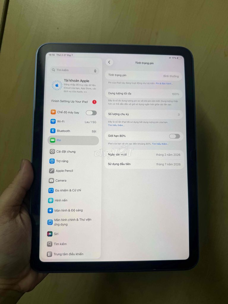 Apple iPad A16 128GB Xanh Like New. Mua bán Máy tính bảng tại Quận 10 Tp Hồ Chí Minh được đăng bởi Hữu Khôi hình 1