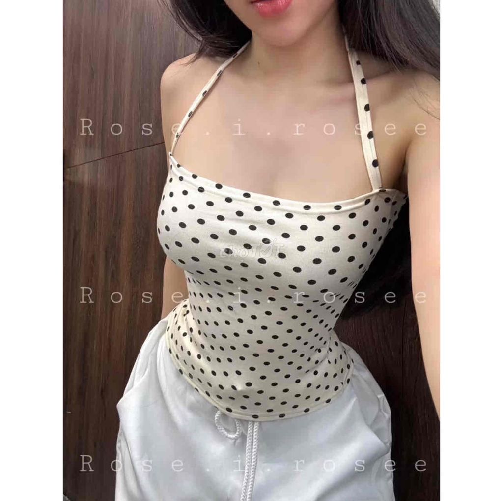 Áo hai dây nữ S Kem chấm bi trẻ trung. Mua bán Quần áo tại Quận 4 Tp Hồ Chí Minh được đăng bởi pass đồ hình 1