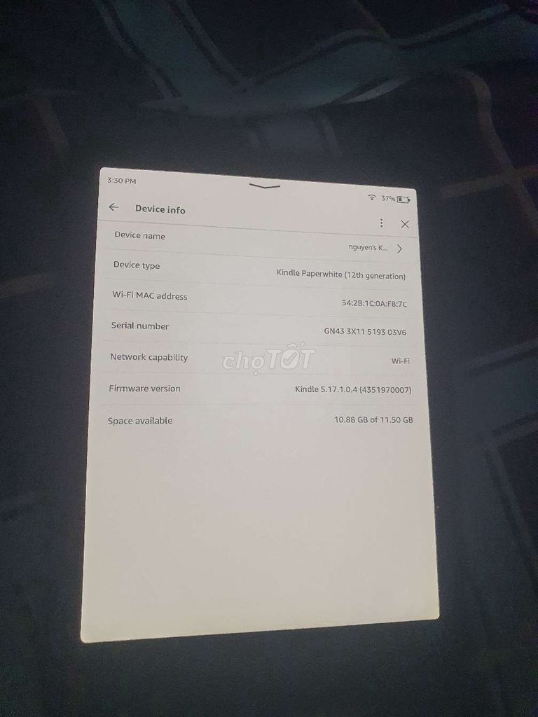 Kindle Paperwhite 12 16GB Đen. Mua bán Máy tính bảng tại Quận Sơn Trà Đà Nẵng được đăng bởi Tony Nguyen hình 1