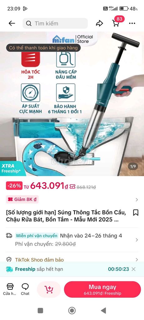 Súng thông tắc Mifan Mẫu mới 2025. Mua bán Thiết bị vệ sinh, nhà tắm tại Huyện Sóc Sơn Hà Nội được đăng bởi Nhất  hình 1