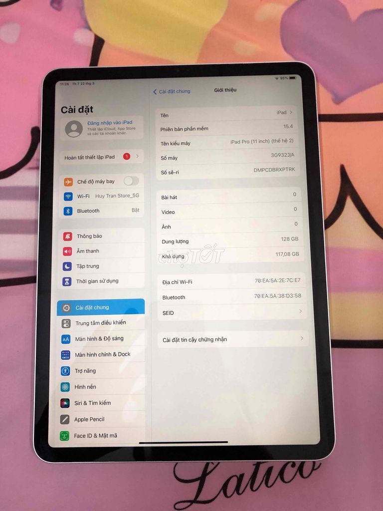 ipad pro 11" 2020 128Gb máy đẹp , full chức năng