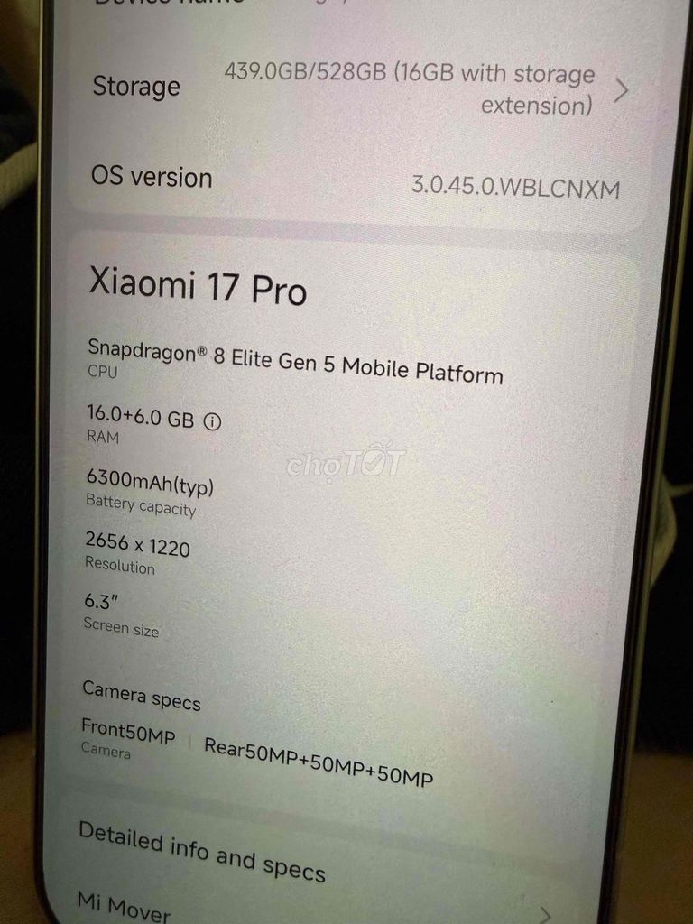 Xiaomi 17 Pro 512GB Trắng Đã sử dụng. Mua bán Điện thoại tại Quận Nam Từ Liêm Hà Nội được đăng bởi Nam Nguyen hình 1