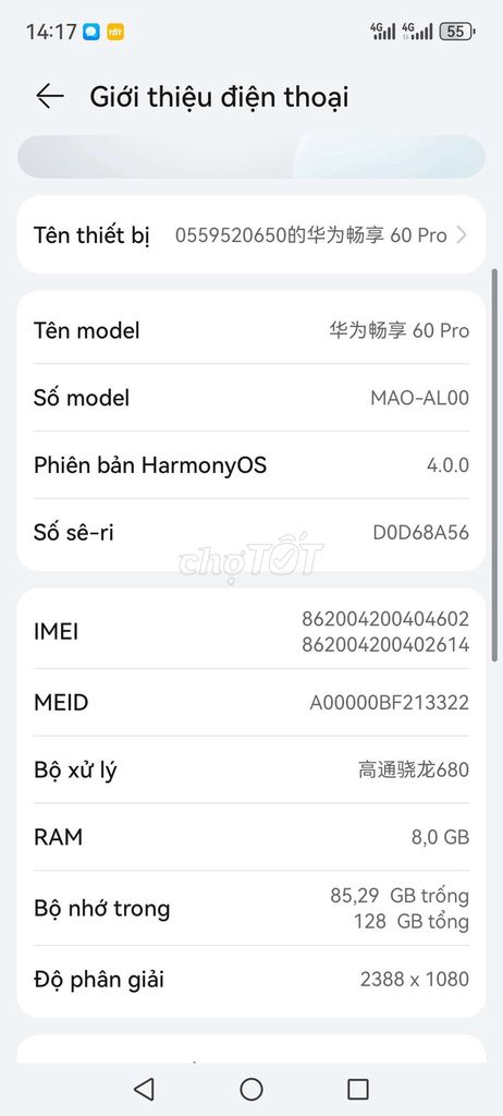 Huawei P60 Pro 128GB. Mua bán Điện thoại tại Thành phố Thủ Dầu Một Bình Dương được đăng bởi hoàng an hình 1