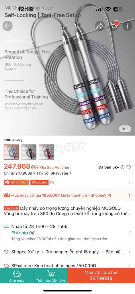 Dây nhảy MOGOLD Kim loại Bạc. Mua bán Đồ thể thao, Dã ngoại tại Quận Tân Bình Tp Hồ Chí Minh được đăng bởi Kim Kim hình 1