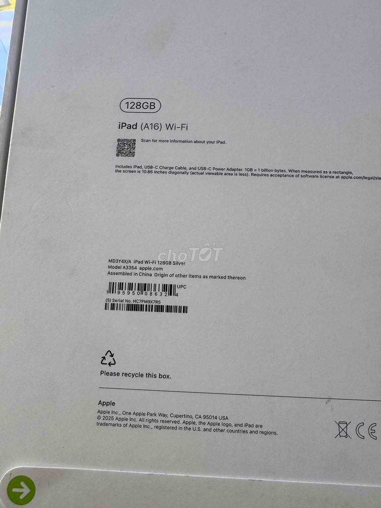 Apple iPad (A16) Wi-Fi 128GB Mới 100%. Mua bán Máy tính bảng tại Quận 6 Tp Hồ Chí Minh được đăng bởi QUỐC THIÊN BÁN GÓP 0 ĐỒNG  hình 1