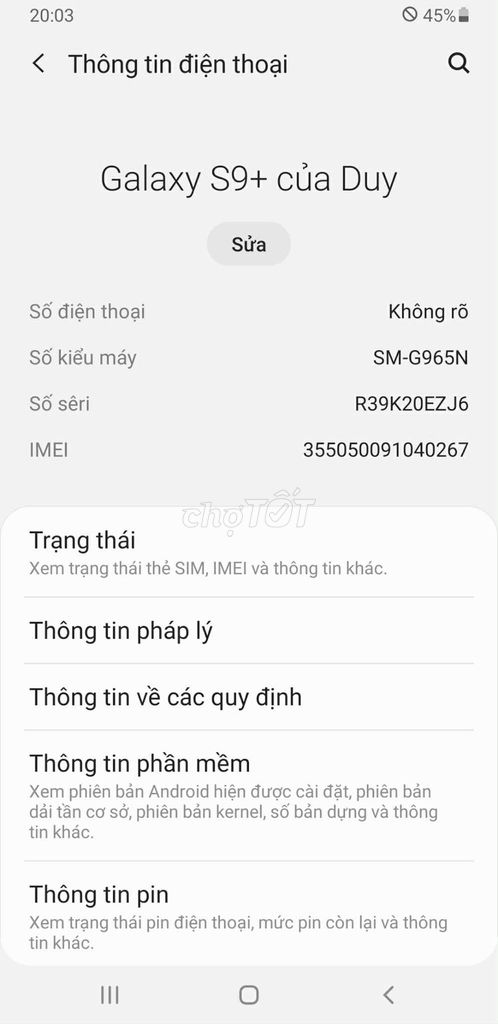 Samsung Galaxy S9+ 256GB Đen Hàn Quốc. Mua bán Điện thoại tại Quận Đống Đa Hà Nội được đăng bởi Trần Phạm Duy hình 1
