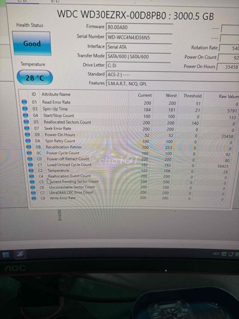 Ổ cứng HDD WD WD30EZRX 3TB SATA 100%. Mua bán Linh kiện (RAM, Card...) tại Quận Thanh Khê Đà Nẵng được đăng bởi VJ hình 1