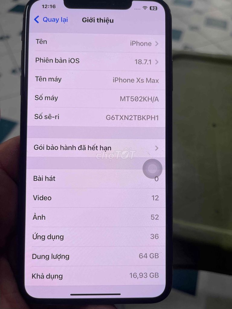 iPhone Xs Max 64GB Đen Đã qua sử dụng. Mua bán Điện thoại tại Thành phố Hải Dương Hải Dương được đăng bởi Hung Luong hình 1