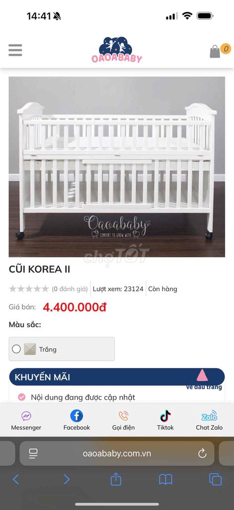 Cũi em bé Oaoababy KOREA II Trắng. Mua bán Mẹ và bé tại Quận Bình Thạnh Tp Hồ Chí Minh được đăng bởi Linh Phương hình 1