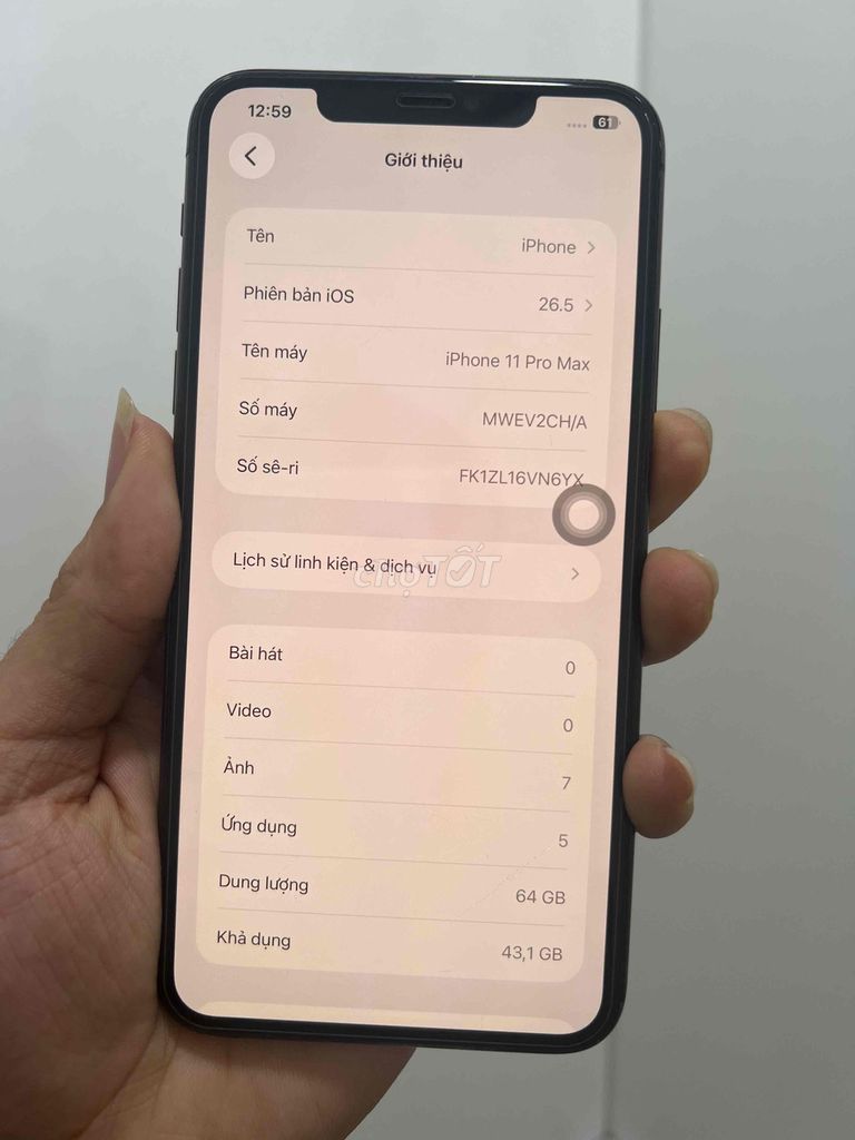 iPhone 11 Pro Max 64GB 2 sim vly. Mua bán Điện thoại tại Huyện An Dương Hải Phòng được đăng bởi pham văn giang hình 1